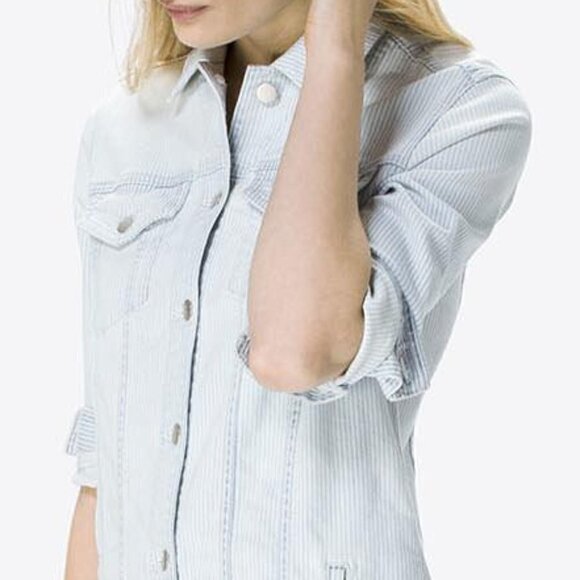 New J Brand Maxi Denim Bleach Striped Jacket Dress NWT Size XS - Picture 6 of 16